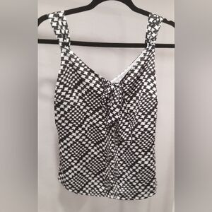 White House Black Market Black and White Checkered Blouse
